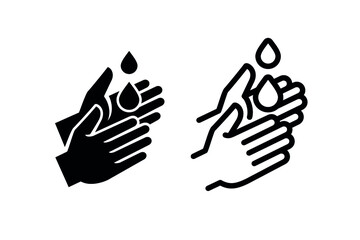 Icon treat hands with antiseptic. Wash your hands pictogram. Isolated vector illustration on white background.
