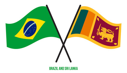 Brazil and Sri Lanka Flags Crossed And Waving Flat Style. Official Proportion. Correct Colors