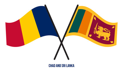 Chad and Sri Lanka Flags Crossed And Waving Flat Style. Official Proportion. Correct Colors.