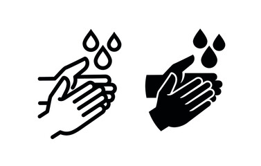 Icon treat hands with antiseptic. Wash your hands pictogram. Isolated vector illustration on white background.