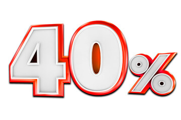 Number 40 percent on white background. Mathematical, financial and statistical symbol isolated on white background. Special Offer, Sale Up to Off, Banner, Advertising.