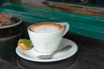 Coffee cup ready on a coffee shop place