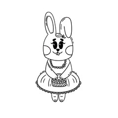Easter bunny with eggs, hand-drawn