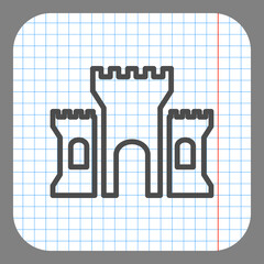 Castle simple icon. Flat desing. On graph paper. Grey background.ai
