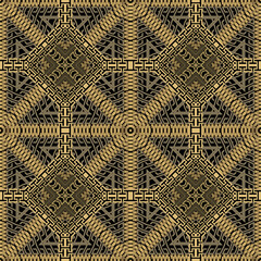 Gold radial seamless pattern. Vector modern ornamental background. Greek key, meanders. Frames, borders, symbols, zippers, mazes. Abstract geometric tribal ethnic traditional ornament
