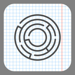 Maze simple icon. Flat desing. On graph paper. Grey background.ai