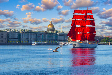 Saint Petersburg attractions. Russia cityscape. Panorama of Saint Petersburg with Neva river....