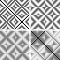 Abstract seamless geometric checked patterns. Lines textures.
