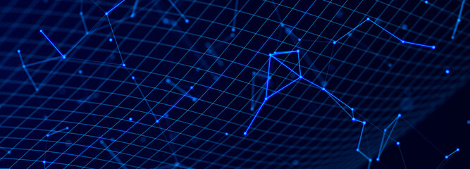 Technology background. Abstract digital combination dots and lines. Network connection structure. 3d Widescreen