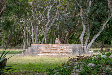 Throne of the two-headed jaguar near the Palacio del Gobernador or Governor's Palace, the Puuc architectural style, in the ancient mayan city of Uxmal, Yucatan, Mexico © DaryaU
