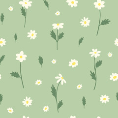 Gorgeous seamless floral pattern with flowers. Endless design with delicate wild flowers for printing and decoration. Repeatable botanical backdrop. Color flat vector illustration.
