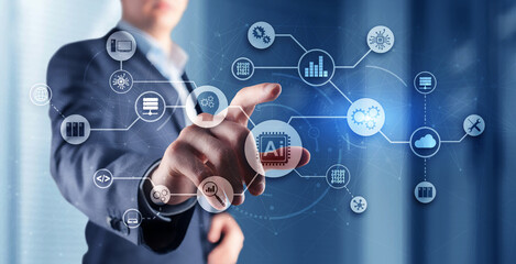 Artificial intelligence Machine Learning Technology Business Concept. Abstract city