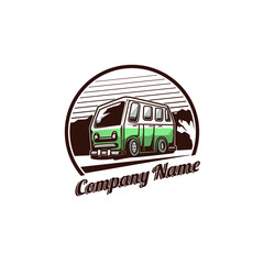 Van mountain logo vector illustration design