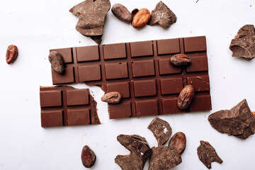 Black chocolate isolated on white background