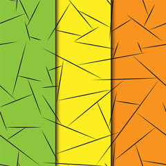 Set of minimalist seamless patterns, green yellow, orange