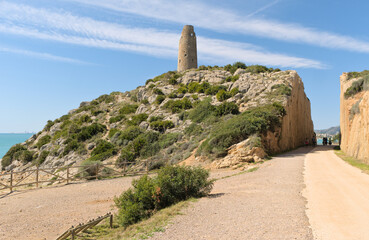 Ancient watchtower on the Mediterranean coast.