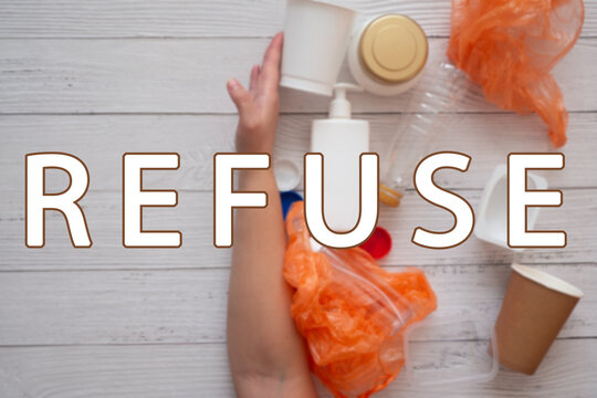 Zero waste concept refuse plastic. Green and conscious lifestyle concept. Selective focus