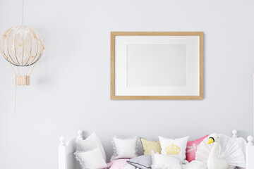 Wood frame mockup in kids room