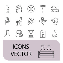 wine icons set .wine pack symbol vector elements for infographic web