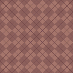 Vector geometric seamless pattern. Abstract brown color texture with squares, rhombuses, lines, grid, lattice, grill, net. Stylish checkered background. Retro vintage style repeat decorative design