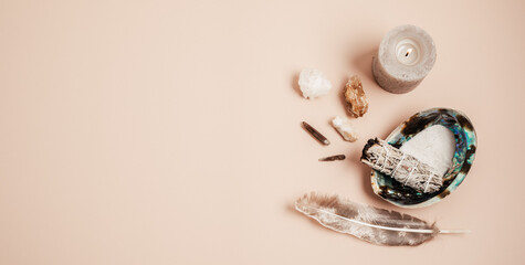 Smudge kit with white sage, palo santo, abalone sea shell. Natural elements for cleansing...