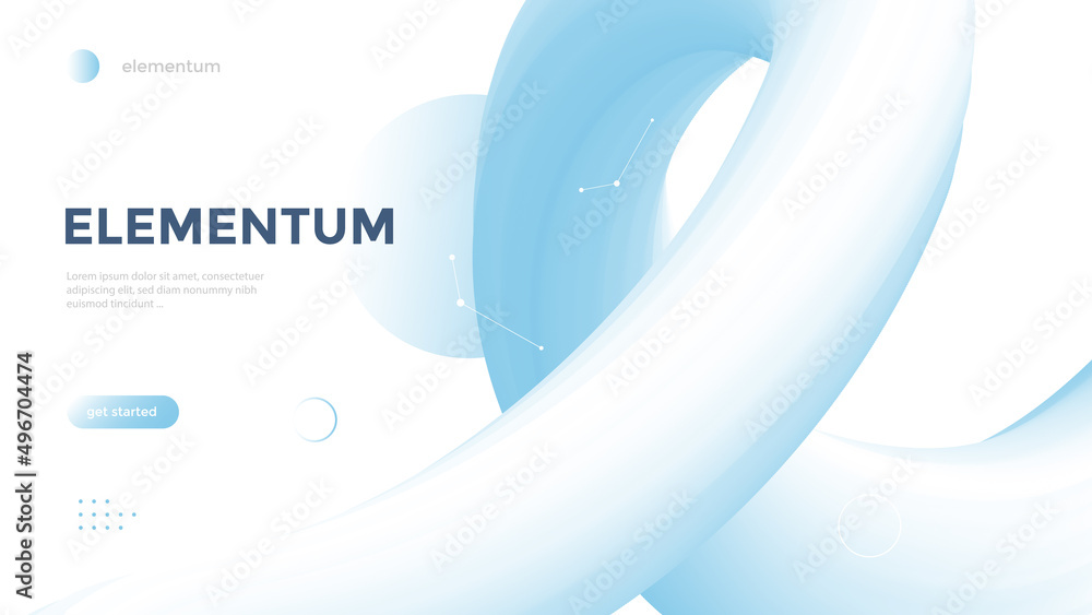 Wall mural abstract poster with gradient white and blue wave. vector duotone background with geometric 3d shape