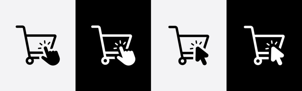 Shopping cart icon. Web store shopping cart icon. Internet shop buy logo symbol sign, vector illustration
