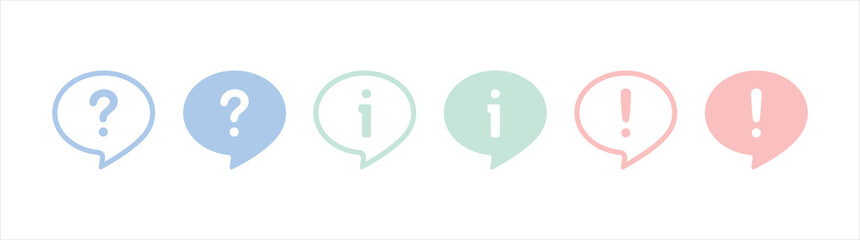 Chat speech bubble icon sign with question, exclamation and information symbol, vector for apps and websites.