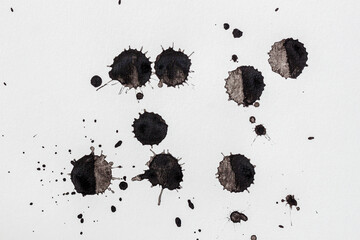 Hand drawn black blobs, stains, blots of paint. Abstract background