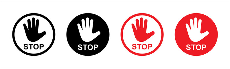 Hand forbidden sign. Stop hand icons symbol, vector illustration
