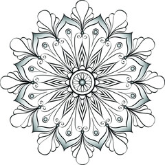 Vector indian linearly mandala on white background; Sketch for henna tattoo