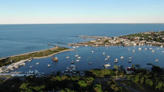 High Aerial Above Martha's Vineyard Marina