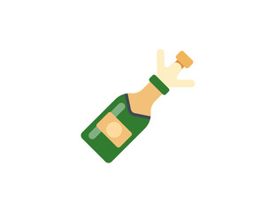 Bottle with Popping Cork vector flat emoticon. Isolated Champagne  illustration. Champagne icon
