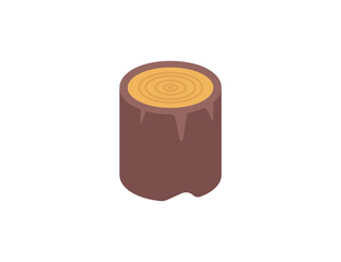 Wood stump vector flat emoticon. Isolated wood emoji illustration. Stump icon