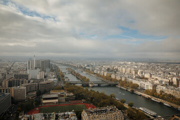 Top view of a European city like Paris, Prague or Berlin. Paris photographed from above. Urban landscape 