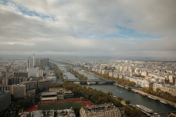 Top view of a European city like Paris, Prague or Berlin. Paris photographed from above. Urban...