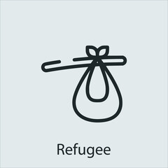 refugee icon vector icon.Editable stroke.linear style sign for use web design and mobile apps,logo.Symbol illustration.Pixel vector graphics - Vector