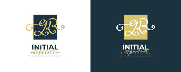 Initial G and R Logo Design in Elegant and Minimalist Handwriting Style. GR Signature Logo or Symbol for Wedding, Fashion, Jewelry, Boutique, and Business Identity