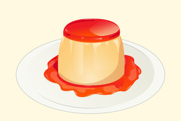 delicious strawberry pudding vector illustration