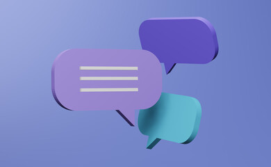 Illustration of a chat. Messages bubble. Communication concept. 3d rendering