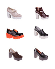 Photo set of demi-season shoes made of genuine leather on a white background. Product content for...