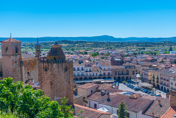 Aerial view of Spanish town Trujillo.