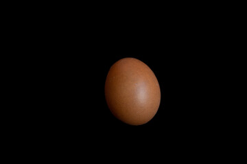 brown hen egg on a black background close-up