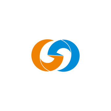 letter g d linked motion arrow logo vector
