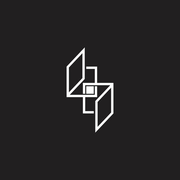 letter bq linked frame line simple geometric logo vector