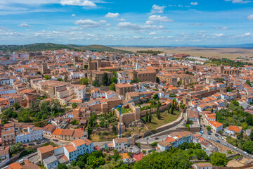 Aerial view of the old town of Spanish city Caceres.