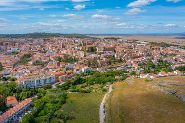 Aerial view of the old town of Spanish city Caceres.
