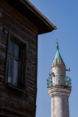 old house in the old mosque minaret