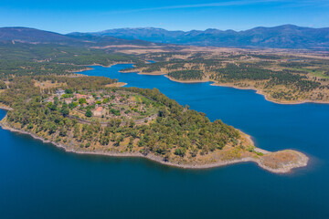 Aerial view of Granadilla fortified village in Spain.