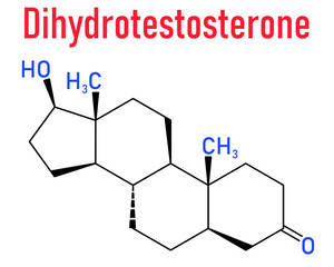 Fototapeta premium Dihydrotestosterone (DHT, androstanolone, stanolone) hormone molecule. Skeletal formula.